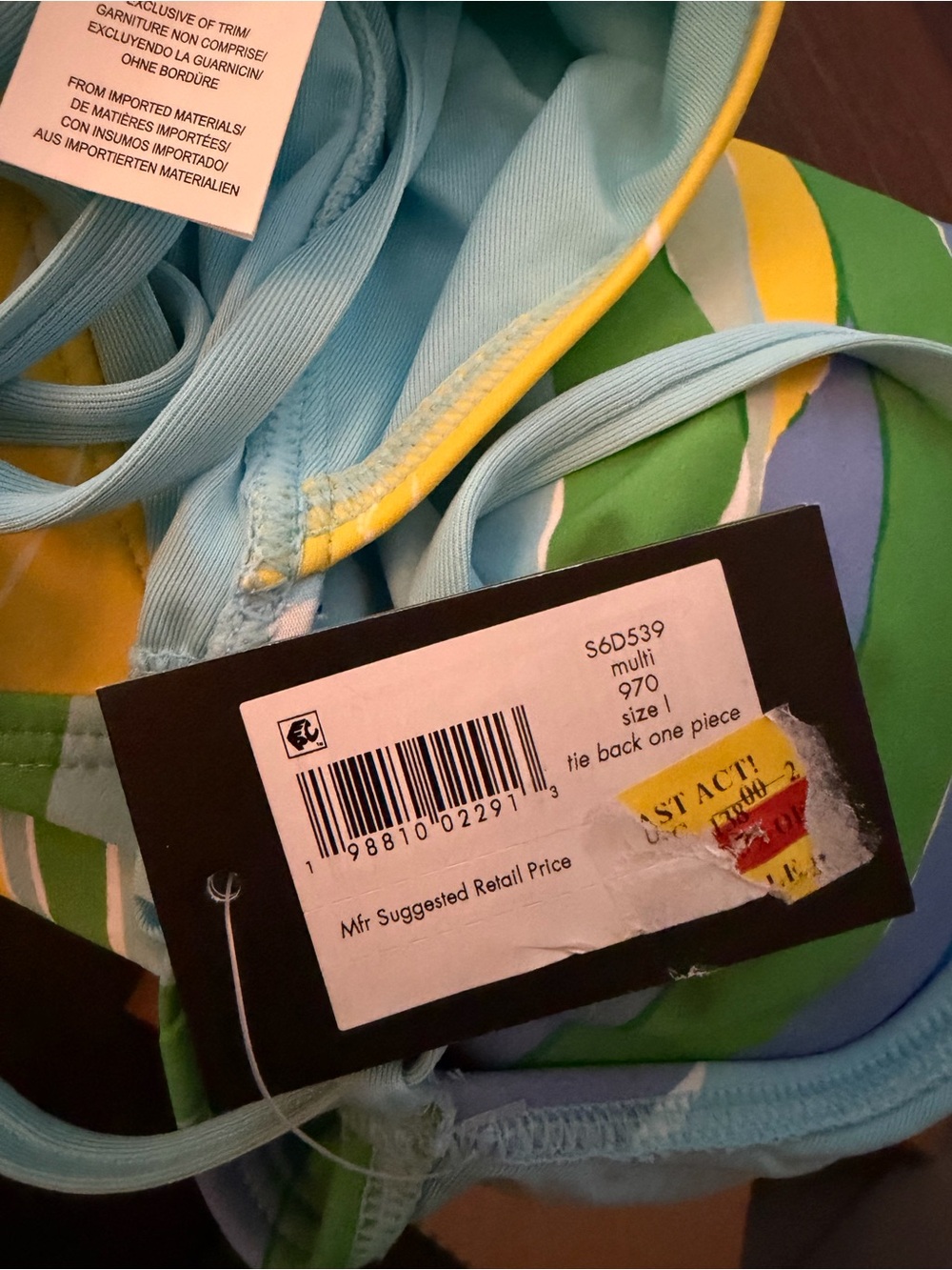 Kate Spade New York Summer Day Tie Back One Piece Swimsuit Size L Multi - Picture 5 of 6